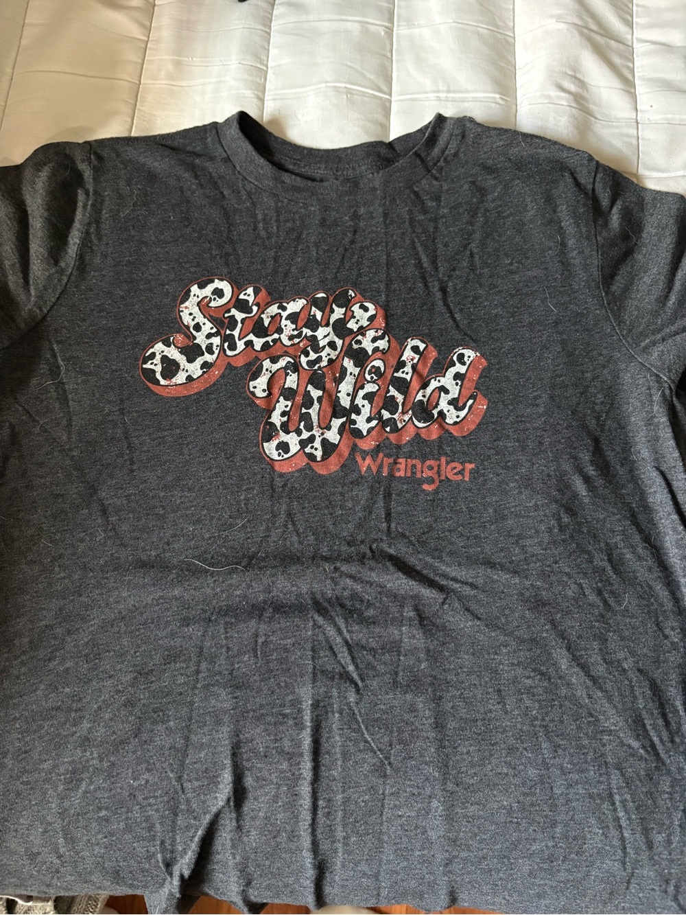 Wrangler Charcoal 'Stay Wild' Graphic Tee with Red Accent